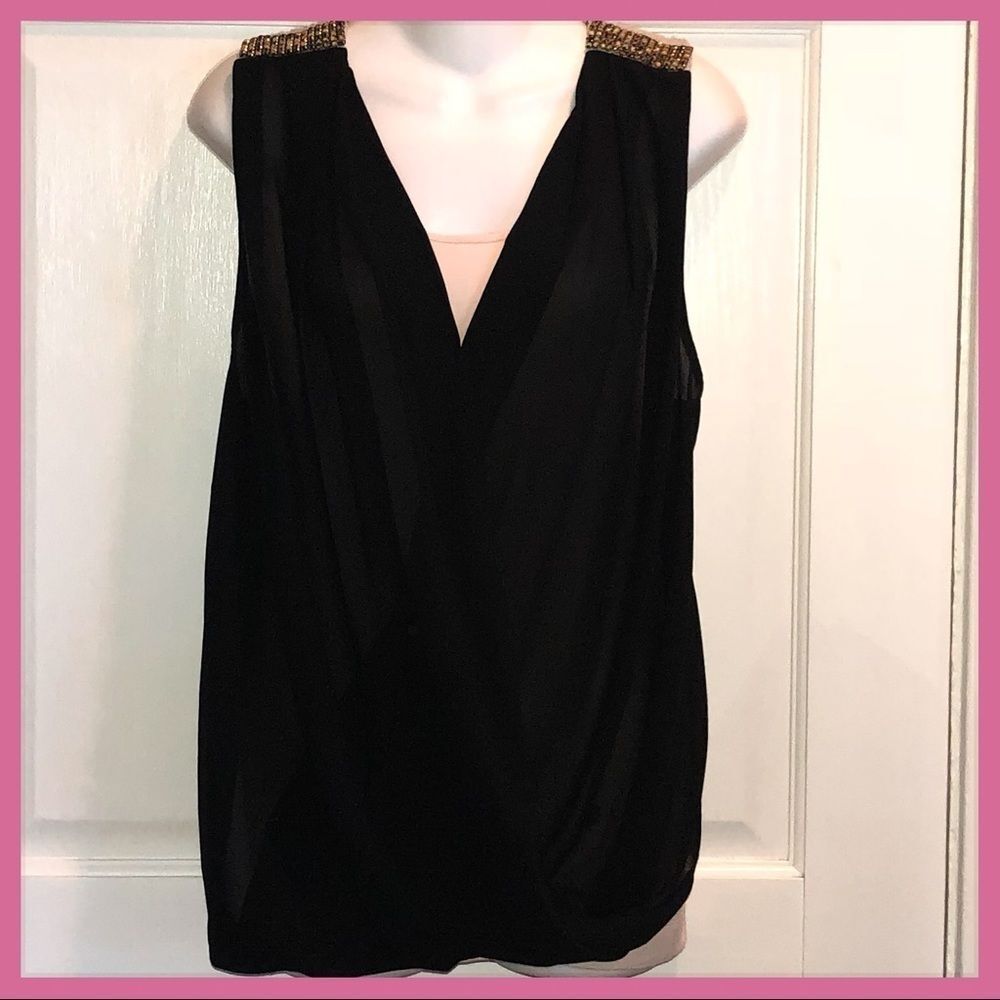🦋 NWT Miss Me Size Large Sheer Wrap Front Top 🦋